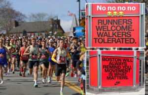 Nike humilhada por anúncio de ‘caminhantes tolerados’ acusado de ‘envergonhar o ritmo’ antes da Maratona de Boston Nike humilhada por anúncio de 'caminhantes tolerados' acusado de 'envergonhar o ritmo' antes da Maratona de Boston