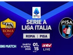 Nonton Gratuito da ANTV! Duelo Sengit Serie A AS Roma x Pisa, Siapa Bakal Berjaya? Nonton Gratuito da ANTV! Duelo Sengit Serie A AS Roma x Pisa, Siapa Bakal Berjaya?