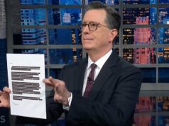 Nota de despedida redigida de Stephen Colbert para Pam Bondi zomba de seus arquivos de Epstein sendo descartados pela última vez | Vídeo Todd Blanche