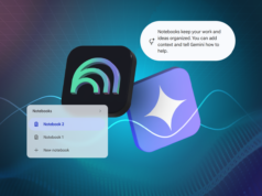 NotebookLM acaba de lançar uma grande atualização que é tudo que eu queria do aplicativo Logotipo do Google Gemini centralizado entre logotipos flutuantes do NotebookLM e rótulos de 'Notebook'