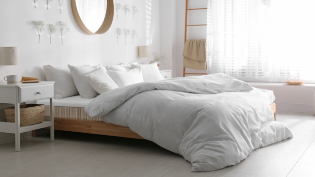 Colchão roxo de perto