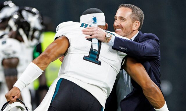 Philadelphia Eagles QB Jalen Hurts and GM Howie Roseman
