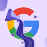 O logotipo Huxe cercado por cartões de podcast digitais flutuantes, com o logotipo NotebookLM desfocado no fundo.