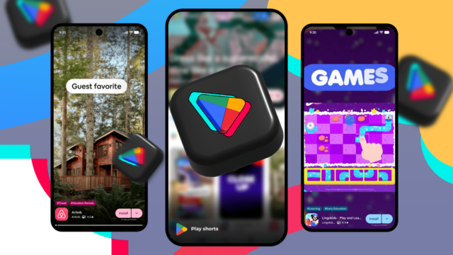 O Google Play acabou de se transformar no TikTok e Google Pixel mostrando Adobe Express na Google Play Store