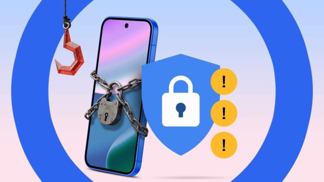 Um logotipo do Android contra um fundo prateado com insetos de desenho animado rastejando. 