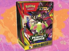 O Pokémon TCG Perfect Order Build e Battle Box custa agora US $ 36 – quase ao preço de mercado O Pokémon TCG: Mega Evolution — Perfect Order Build & Battle Box em um fundo branco