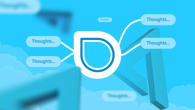 Uma mesa com laptop e outros itens de escritório, com o logotipo NotebookLM no centro.