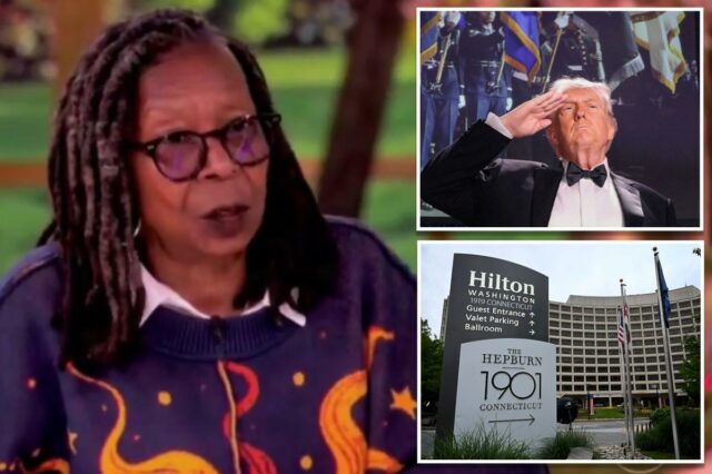O apresentador de 'The View', Whoopie Goldberg, diz a Trump para construir seu próprio hotel com salão de baile após o tiroteio no WHCD
