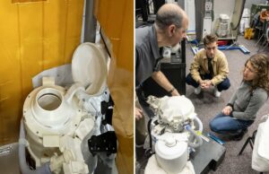 O banheiro de baixa qualidade de Artemis II custou US$ 23 milhões – o segundo banheiro mais caro da história Christina Koch participa da ativação do sistema de banheiro da espaçonave Orion.