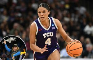 O basquete feminino da UCLA adiciona outra transferência para o guarda Donovyn Hunter Donovyn Hunter, do TCU Horned Frogs, vai até a cesta contra os Gamecocks da Carolina do Sul.