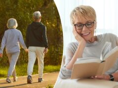 O hábito de 20 minutos que pode ser o segredo para um coração mais saudável, um cérebro mais aguçado – e uma vida mais longa Um casal de idosos em roupas esportivas caminhando juntos em um caminho em um parque verde no verão.