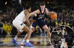 O herói da loucura de março, Braylon Mullins, decide voltar com a UConn no segundo ano Braylon Mullins acerta a cesta de 3 pontos da vitória e da campainha na vitória de retorno de UConn sobre Duke na Elite Eight.