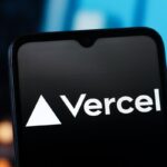 In this photo illustration, the Vercel logo is seen displayed on a smartphone screen