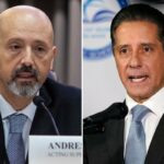 Superintendente interino Andres Chait falando em uma reunião especial do conselho do Distrito Escolar Unificado de Los Angeles.