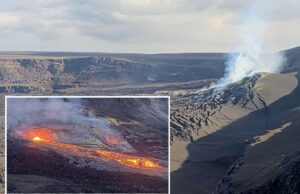 O vulcão mais ativo do Havaí, Kilauea, está se formando enquanto especialistas prevêem a 44ª erupção nos próximos dias Vista ao vivo da lava derretida fluindo da cratera Halema'uma'u no vulcão Kīlauea.