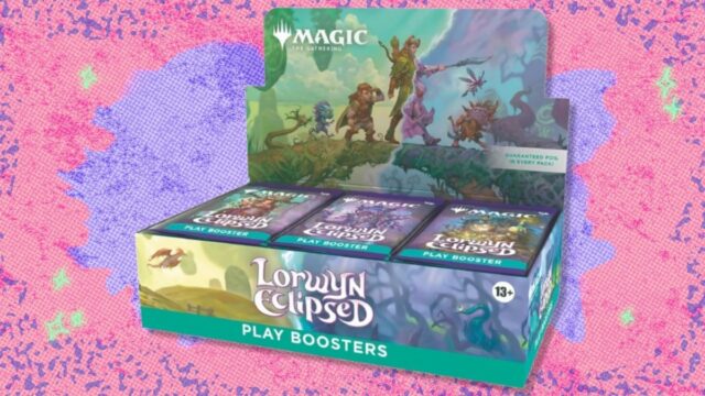 The Magic: The Gathering Lorwyn Eclipsed - Jogue Booster Box em um fundo branco