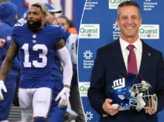 Odell Beckham Jr. fazendo exame físico com os Giants em direção a um possível reencontro O ex-wide receiver do Giants, Odell Beckham Jr., que é um agente livre, fará um exame físico nas instalações do time na segunda-feira.