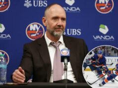 Os Islanders de Pete DeBoer encontraram alguma briga depois de se olharem no espelho O técnico do New York Islanders, Peter DeBoer, fala à mídia na UBS Arena.