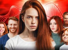 Os ruivos estão se multiplicando: como a seleção natural resultou em mais ruivos do que nunca Colagem de seis ruivas de diferentes idades e sexos contra um fundo vermelho com um padrão de hélice de DNA.