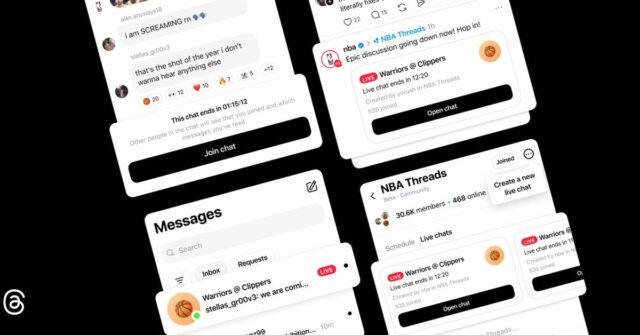 Os usuários do Threads agora podem participar de bate-papos em grupo durante eventos ao vivo
