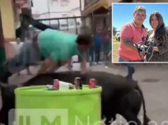 Pai cuja esposa esperava o segundo filho foi chifrada na ‘rua do inferno’ durante um festival espanhol de corrida de touros Pai cuja esposa esperava o segundo filho foi chifrada na 'rua do inferno' durante um festival espanhol de corrida de touros