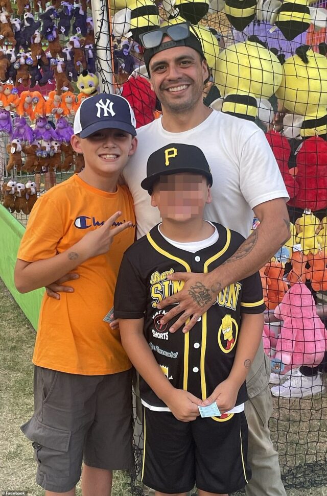 Giovanni Perez, 37, matou seu filho Callan, 11, (camisa laranja) e a si mesmo no Aeroporto Regional de Elko, em Nevada, no início deste mês, em 13 de abril.