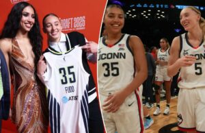 Paige Bueckers fala que Azzi Fudd se juntou aos Wings pela primeira vez desde a estranha conferência de imprensa da WNBA Azzi Fudd e Paige Bueckers posam para uma foto no tapete laranja durante o draft da WNBA de 2026 em 13 de abril de 2026.