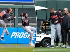 Parker Meadows, do Tigers, foi diagnosticado com concussão e osso do braço quebrado após uma colisão assustadora no meio do jogo O defensor central do Tigers, Parker Meadows, é ajudado a sair do campo após uma colisão com o defensor esquerdo Riley Greene durante a oitava entrada do jogo de beisebol contra o Minnesota Twins, quinta-feira, 9 de abril de 2026, em Minneapolis.