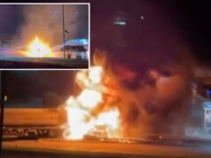 Petroleiro que transportava 9 mil galões de gás entra em chamas após atingir linhas de energia no Texas Petroleiro que transportava 9 mil galões de gás entra em chamas após atingir linhas de energia no Texas