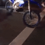 Pilotos de bicicletas sujas são vistos pisoteando um carro atropelado no sudoeste de Sydney