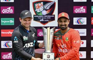 Placar AO VIVO de Bangladesh x Nova Zelândia, 1º T20I: Bangla Tigers jogam contra os Kiwis após a vitória na série ODI Placar AO VIVO de Bangladesh x Nova Zelândia, 1º T20I: Bangla Tigers jogam contra os Kiwis após a vitória na série ODI