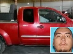 Policiais fazem a maior descoberta de revirar o estômago imaginável na traseira de um caminhão da Bay Area Refugio Aldama Jr., desaparecido, em foto na cabeça contra fundo azul.