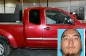 Policiais fazem a maior descoberta de revirar o estômago imaginável na traseira de um caminhão da Bay Area Refugio Aldama Jr., desaparecido, em foto na cabeça contra fundo azul.