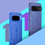 Google Pixel 10 azul sobreposto a um ícone de calendário exibindo o ano de 2030.