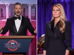Porta-voz de Melania Trump exige que ABC demita Jimmy Kimmel Melania Trump no jantar dos correspondentes na Casa Branca.