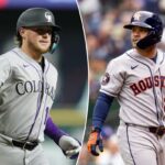 SEATTLE, WASHINGTON - 13 DE ABRIL: Jose Altuve # 27 do Houston Astros reage após voar durante o primeiro turno contra o Seattle Mariners no T-Mobile Park em 13 de abril de 2026 em Seattle, Washington. (Foto de Maddy Grassy/Getty Images)