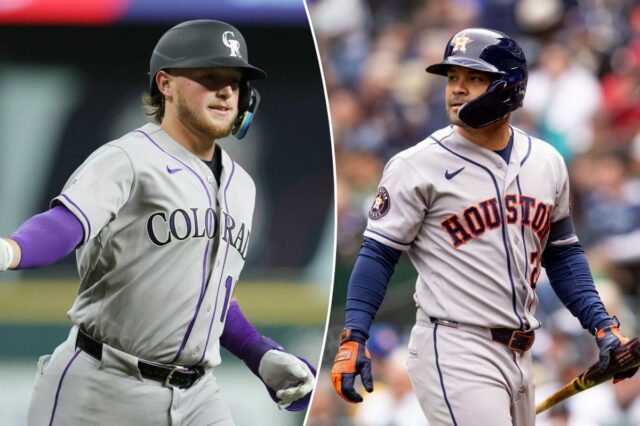 SEATTLE, WASHINGTON - 13 DE ABRIL: Jose Altuve # 27 do Houston Astros reage após voar durante o primeiro turno contra o Seattle Mariners no T-Mobile Park em 13 de abril de 2026 em Seattle, Washington. (Foto de Maddy Grassy/Getty Images)