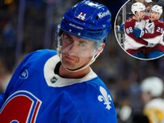 Previsões do jogo 1 de Kings x Avalanche: probabilidades da NHL, melhores apostas, escolhas para os playoffs da Stanley Cup 7 de abril de 2026; Louis, Missouri, EUA; O pivô do Colorado Avalanche, Martin Necas (88), comemora com o pivô Nathan MacKinnon (29) depois de marcar contra o St. Louis Blues durante o primeiro período no Enterprise Center. Crédito obrigatório: Jeff Curry-Imagn Images