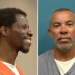 Marcus Terry rindo e sorrindo em seu macacão laranja.