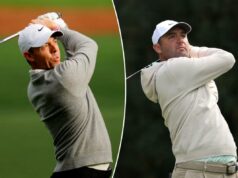 Probabilidades de Masters, escolhas: Melhores apostas para Rory McIlroy, Scottie Scheffler AUGUSTA, GEÓRGIA - 06 DE ABRIL: Scottie Scheffler dos Estados Unidos dá uma tacada do tee box do 11º buraco durante uma rodada de treino antes do Torneio Masters de 2026 no Augusta National Golf Club em 06 de abril de 2026 em Augusta, Geórgia. (Foto de Andrew Redington/Getty Images)