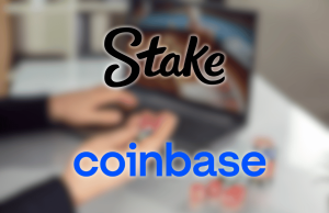 Processo de Nova York diz que Stake e Coinbase visaram crianças jogadores durante anos Logotipos da Stake e da Coinbase sobre a cena borrada de jogos de azar online com fichas de pôquer, ilustrando o processo de Nova York alegando jogos ilegais de cassino online para menores de idade e pagamentos criptográficos.