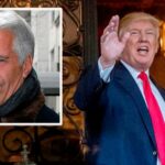 Trump acena para os repórteres no domingo.