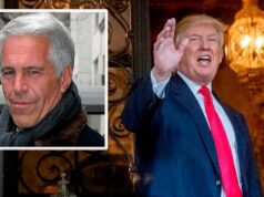 Processo de Trump contra o Wall Street Journal por causa do ‘cartão de aniversário’ de Epstein rejeitado pelo juiz Trump acena para os repórteres no domingo.