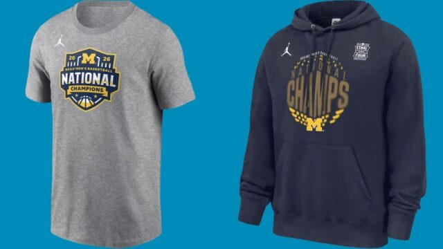 Camiseta dos campeões nacionais de basquete masculino de Michigan
