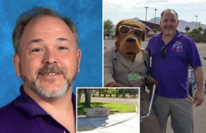 ‘Professor de educação especial premiado supostamente abusou de menino durante anos – começando em um cemitério Douglas Trinkle, um professor de 52 anos, retratado em um fundo azul.