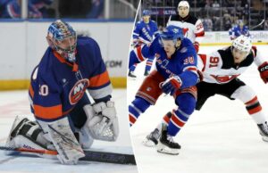 Rangers, Islanders e Devils perdem os playoffs no mesmo ano pela primeira vez na história Dawson Mercer nº 91 do New Jersey Devils verifica o ala esquerdo Adam Sykora nº 38 do New York Rangers durante o primeiro período no Madison Square Garden, terça-feira, 31 de março de 2026, em Nova York, NY.