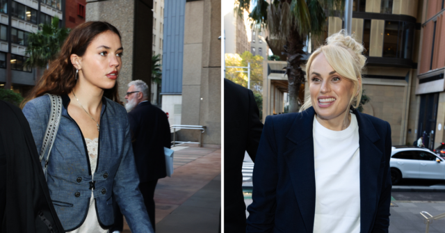 Rebel Wilson chega para prestar depoimento pelo terceiro dia consecutivo durante seu julgamento por difamação.