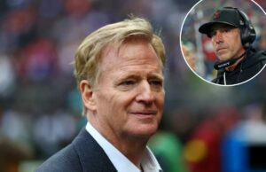 Roger Goodell ignora reclamação de Kyle Shanahan sobre o jogo na Austrália – e oferece ajuda ao técnico do 49ers O técnico Kyle Shanahan, do San Francisco 49ers, usa fones de ouvido na linha lateral.