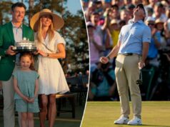 Rory McIlroy aproveitou a vantagem do ‘curso em casa’ Augusta para vitórias consecutivas no Masters – de jatos particulares a rodadas de treino Rory McIlroy com sua esposa Erica Stoll e sua filha Poppy comemorando com sua jaqueta verde após vencer o Masters em 12 de abril de 2026.