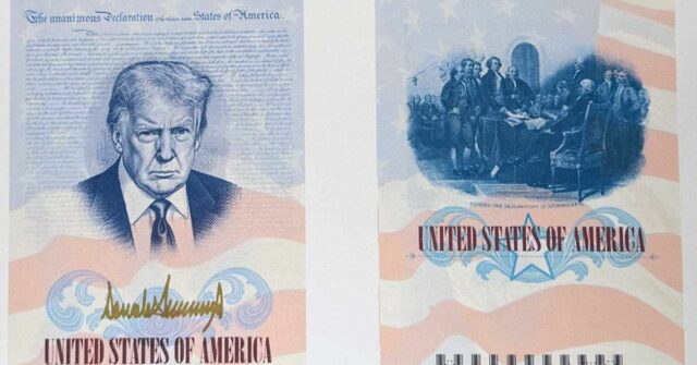 O rosto de Donald Trump como aparecerá nos passaportes dos EUA.